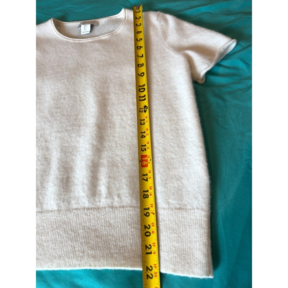 Rachel Zoe 100% Two Ply Cashmere Sweater Large Ivory Short Sleeve Luxury Knit - Picture 9 of 10
